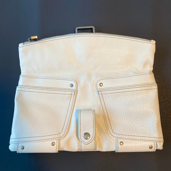 MATT & NAT Vegan Leather White Clutch Bag Purse - Picture 2 of 7